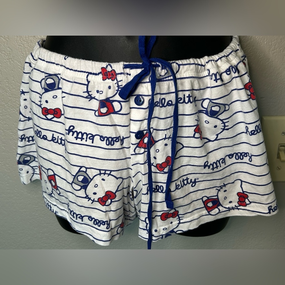 Hello Kitty Sanrio Striped Pajama Shorts Loungewear Sleepwear Comfy Sz L
